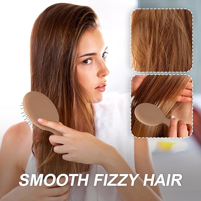 Mini Hair Bursh for Kids Women and Men, Protable Travel Size Hair Brush for Pockets Purse backpack,Mini Detangler Brush for All Hair Types, Small Hair Brush for Detangling(1 Pack-Mocha)