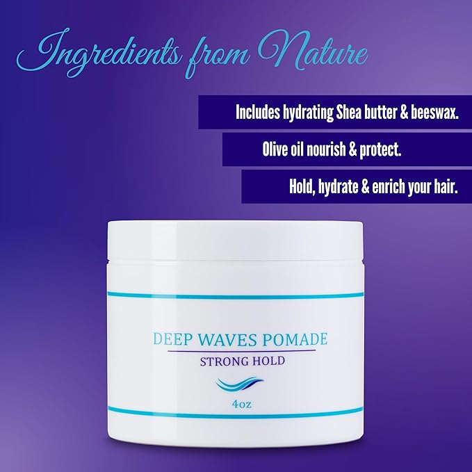 OCEAN VIEW DEEP WAVES POMADE Butter Love, 360 Wave Grease for Men Promotes Layered Waves, Moisture, Control and Silky Shine – All Natural Wave Cream with Shea Butter and Beeswax for Wolfing (4 oz)