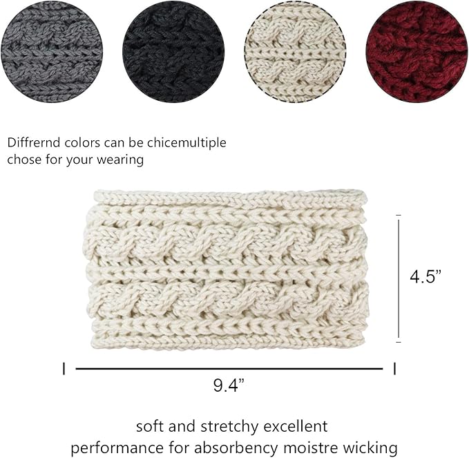 DRESHOW Knit Crochet Headband for Women Ear Warmer Soft Turban Stretch Warmer Headbands Winter Fashion Head Wrap