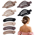 8 Pack Flat Hair Clips for Women – Matte Neutral Claw Clips & Flat Hair Pins Barrettes Set in Black, Blonde,Light Brown & Dark Brown for Thick & Thin Hair