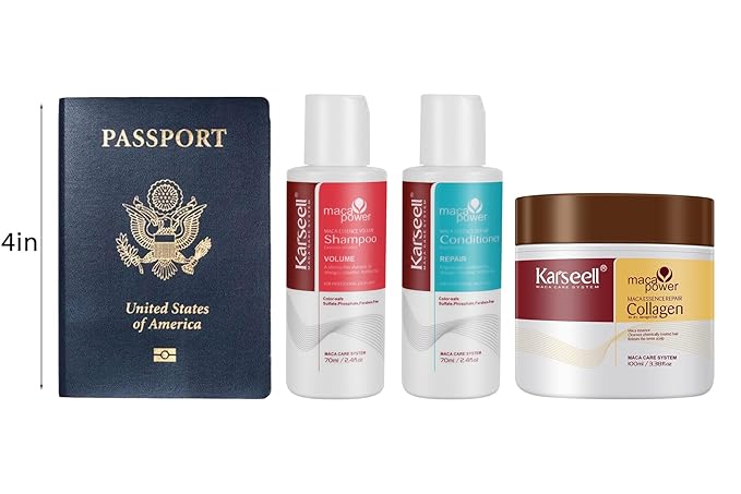 Karseell Travel Size Toiletries for Women Hair Essentials Kit Volumizing Shampoo and Conditioner Set with Collagen Hair Mask Convenience Kits for Dry Damaged Hair All Hair Types