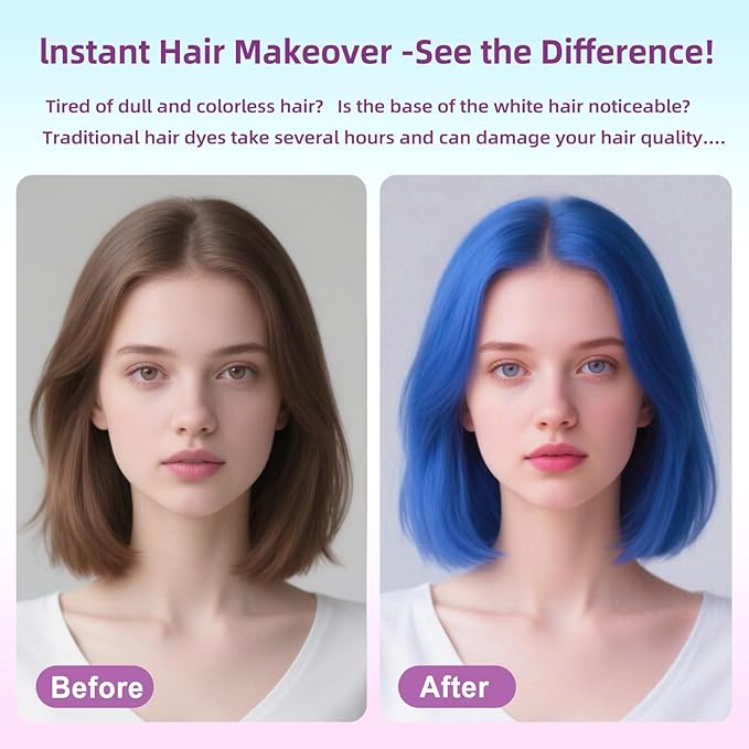 Blue Hair Spray, Temporary Hair Color Spray For Kids Women Men, Temporary Hair Dye Washable Hair Color Wax,Non-Sticky Color Hair Spray for Halloween Crazy Hair Day,Cosplay Party DIY,Christmas (Blue)