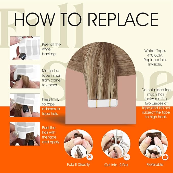 Full Shine Human Hair Tape in Extensions Color 10 Golden Brown Ombre 16 Golden Blonde Highlight 16 Blonde Seamless Invisible Tape in Hair Extensions Soft Skin Weft 16Inch 50Gram 20Pcs