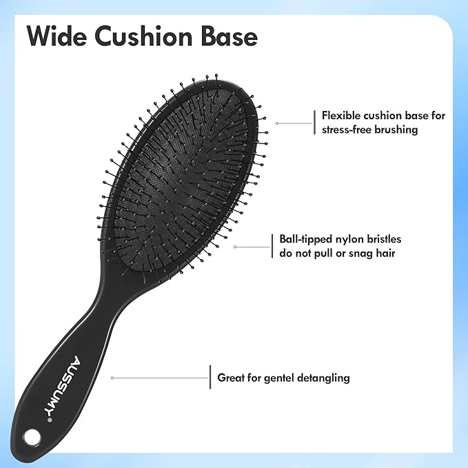 4 Pack Detangling Hair Brush - Air Cushion Detangler Hairbrush with Ultra Soft Bristles for Effortless Tangle Removal - For Wet Dry Damaged Curly Hair for Women Men Boys Girls Adult Kids -Mixed Colors