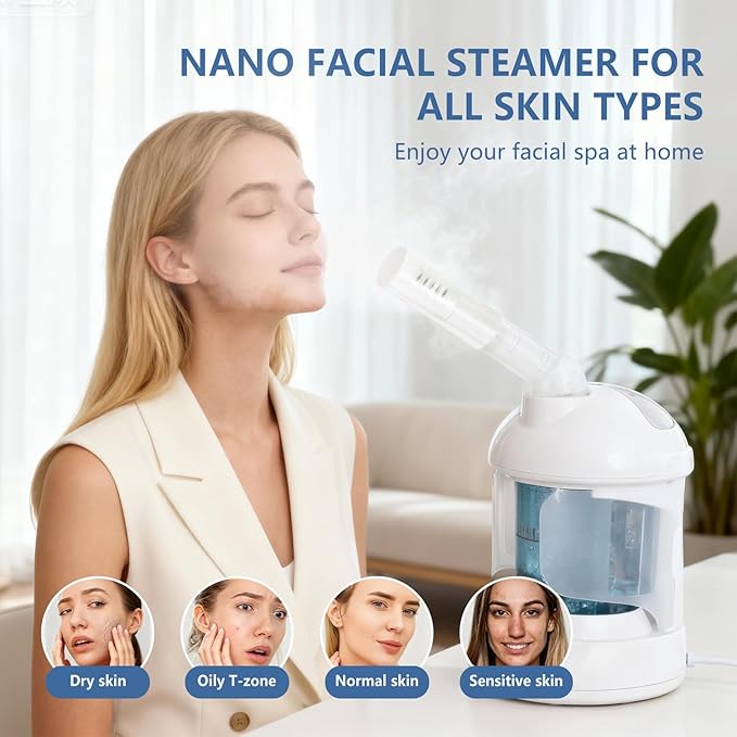 3 in 1 Facial Steamer, Hair Steamer, Air Humidifier Hot Mist Moisturizing Hydration System, Portable Facial Atomizer Spa for Personal Care Use at Home Salon