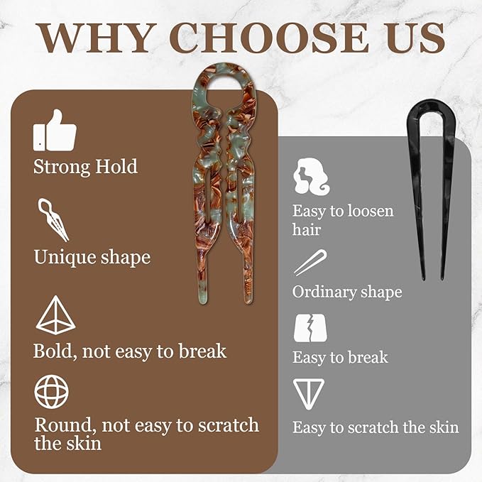 Prestige French Hair Pins - Serrated Anti-Slip Design, Curved Angle for Better Head Fit, New Elegant Hair Accessories for Women, Suitable for All Hair Types（4pcs）