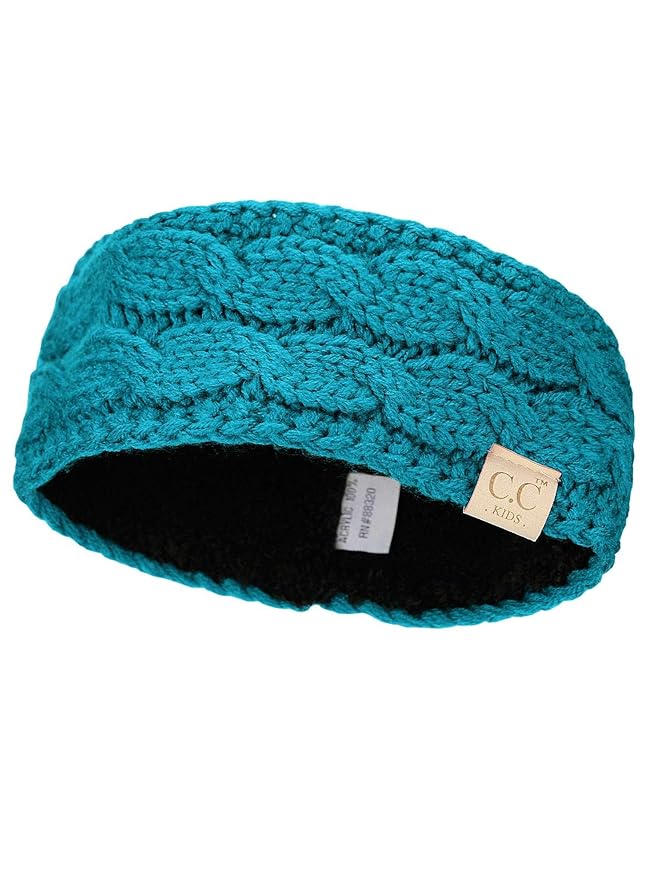 C.C Children's Kids' Winter Warm Cable Knit Fuzzy Lined Ear Warmer Headband