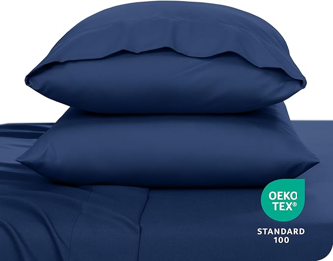 Bare Home Microfiber Pillow Cases - King 20x36 - Cooling Pillowcases - Double Brushed - Easy Care - Envelope Closure (King Pillowcase Set of 2, Dark Blue)