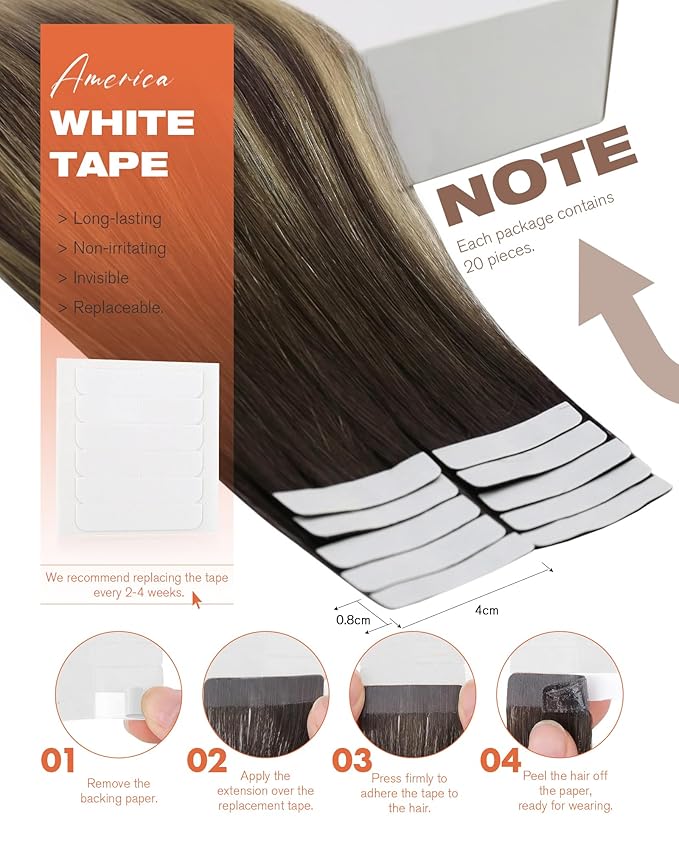 Sunny Hair Tape in Hair Extensions Human Hair Brown Balayage Blonde Tape in Extensions 12 Inch Real Hair Extensions Tape in 20Pcs 30g