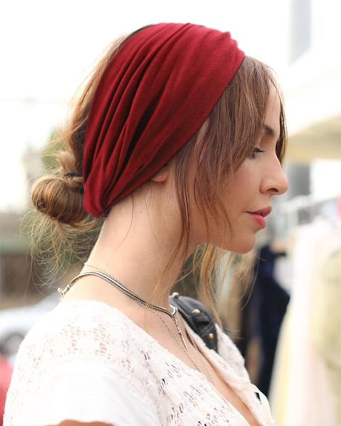 DRESHOW 6 Pack Extra Wide Headbands for Women Large Turban Headband Boho Head Wrap Elastic Hairbands Hair Twisted Knot Hair Accessories