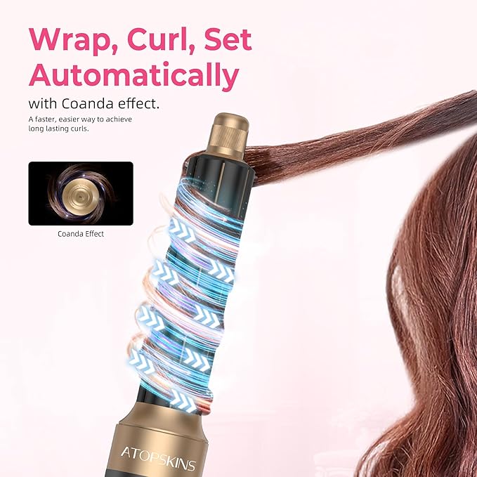 Blow Dryer Brush, 7 in 1 Hair Dryer Hot Air Brush 110,000 RPM with Negative Ion Hair Styler for Fast Drying Straightening Curling Voluming