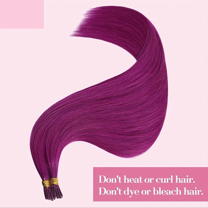 YoungSee I Tips Hair Extensions Purple 24 inch Itips Extensions Real Human Hair Long Hair Extension I-Tip Extension Purple for Daily Confidence Boost 25s 25g