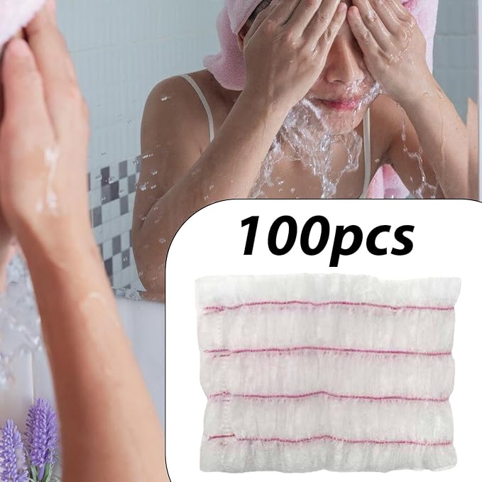 100Pcs SPA Facial Headbands SPA Makeup Headbands Skincare Hair Bands Makeup Head Wraps for Bath Home Showering Personal Use, White Pink