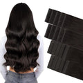 GOO GOO Invisi Edge Tape in Hair Extensions Human Hair, 2 Dark Brown 10pcs injected with 10pcs classical tape ins, 10inch 30g, Virgin Remy Hair, Natural Look