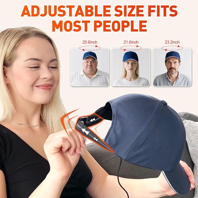 Red Light Cap, Red Light Hat for Head, 630nm 850nm 940nm Infrared Light Cap Adjustable Size, and Pulse Mode