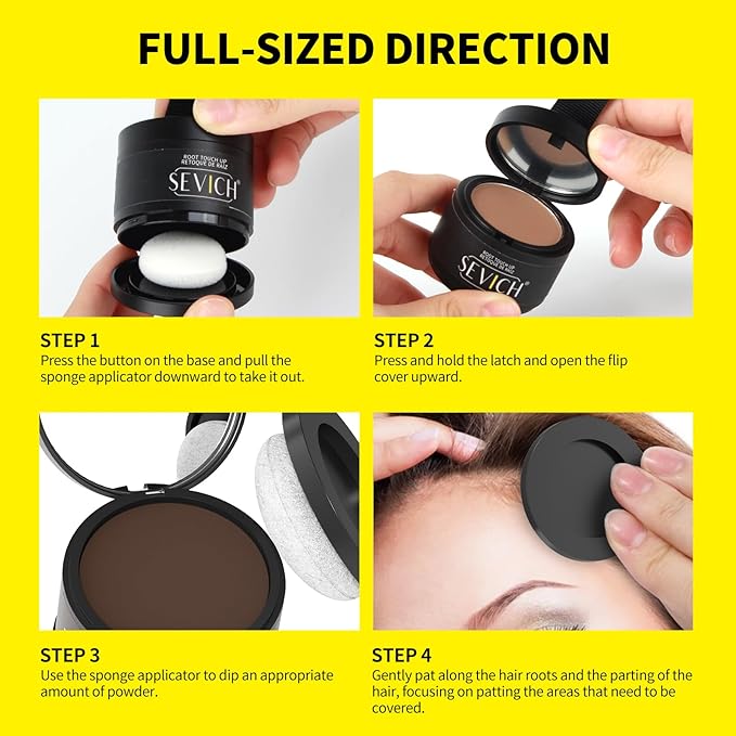SEVICH Magnetic Hairline Powder with Brush | Refillable Root Touch Up for Sparse Hairlines & Gray Coverage | Waterproof, Sweat-Proof & Smudge-Proof | Natural & Invisible Hair Concealer (Dark Brown)