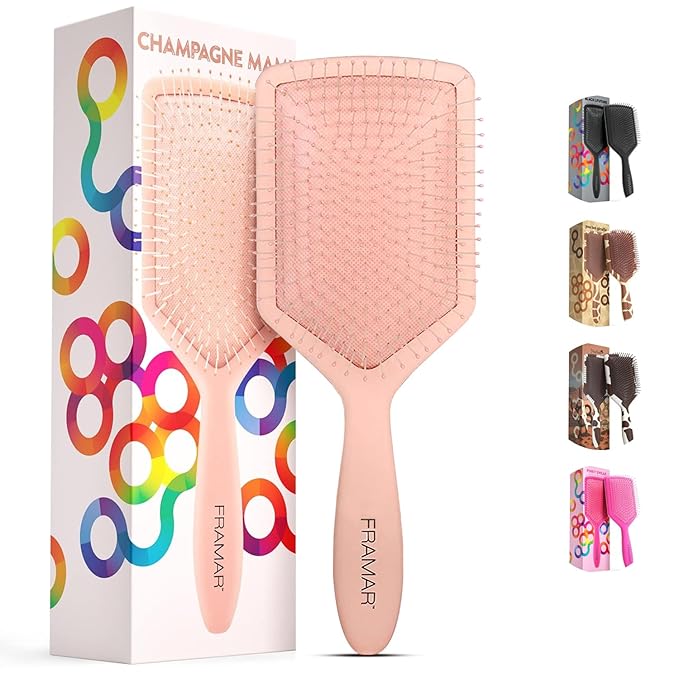 FRAMAR Paddle Hair Brush For Women – Wet Paddle Brush For Thick Hair, Wet Hair Brushes For Women, Hair Brush Detangler – Reduces Breakage - Champagne