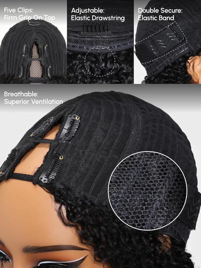 YIROO EasiContour V Part Wigs Human Hair Yaki Straight Human Hair Wigs No Leave Out Glueless Upgraded U Part Wigs for Women V Shape Clip in Vpart Wig No Sew in No Glue Beginner Friendly 22 inch