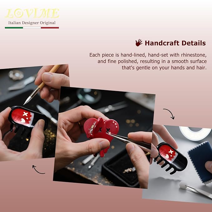 Italian Designer Original Acetate Hair Claw Clips for Women - Mini Cute GothicHair Accessories Bleeding Heart & Pill, Halloween Spooky, Plant-Based, Gift Boxed, 2-Pack