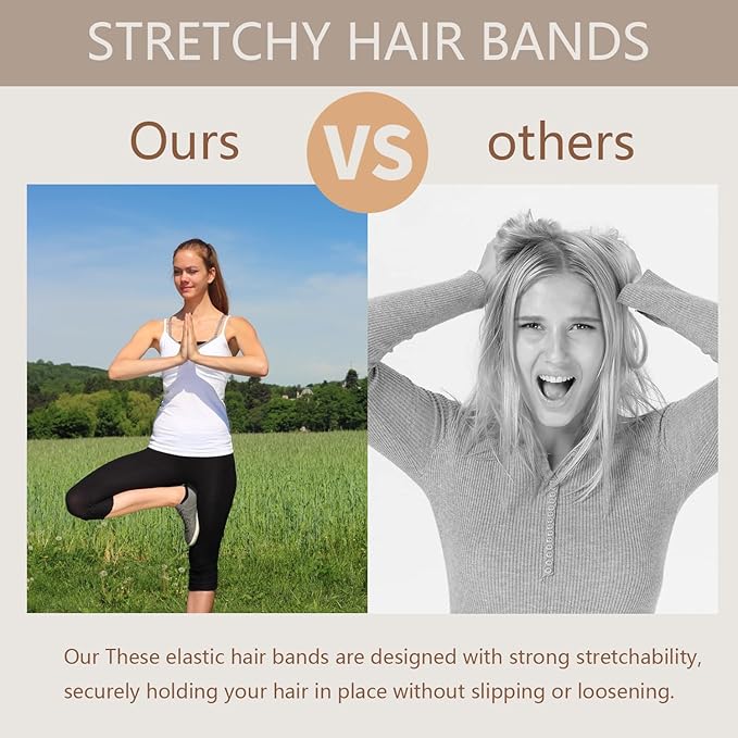 Hair Ties for girls 3 popular styles hair accessories Hair Elastics (15pcs No Damage Hair Ties 50pcs High Elastic Ties 15pcs Ponytail Holders) Pain-free No Crease multiple colors for all hair types