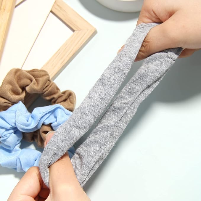 SUSULU Pack of 16pcs Soft Hair Scrunchies Single Jersey Solid Color Ponytail Holders Elastic Hair Ties for Women Accessories