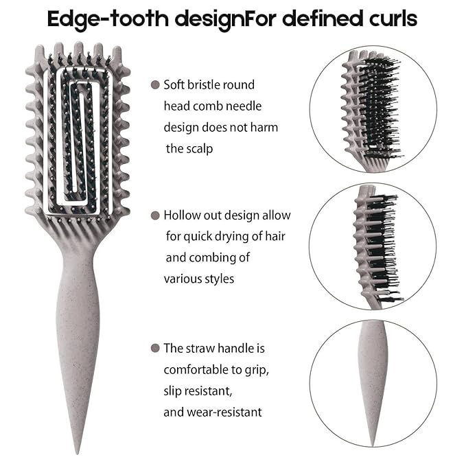 Curly Hair Brush Candybrush Curl Defining Brush for Detangling Shaping and Defining Curls for Women, Men, Wet & Dry Hair (Beige)
