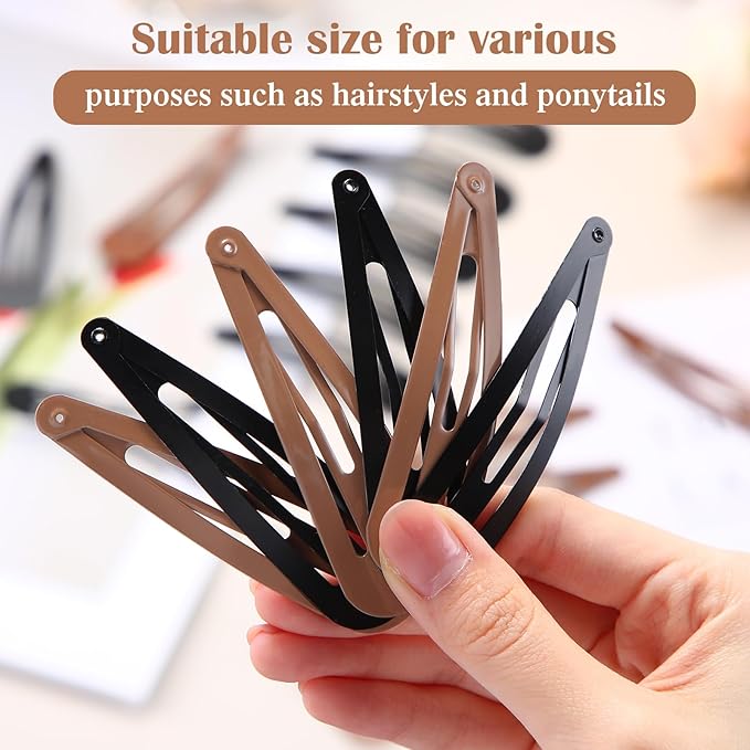 WILLBOND 30 Pieces 3.1 Inch Large Metal Snap Hair Clips Nonslip Barrettes Women Hair Accessories (Brown and Black)