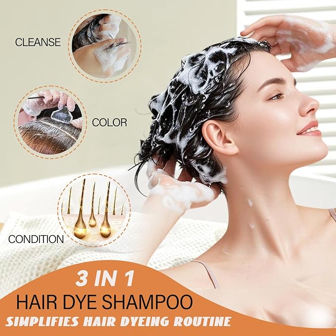 Dark Brown Hair Dye Shampoo, Semi-Permanent Brown Hair Dye, Hair Color Shampoo for Women Men, Cover Grays in Minutes, Champu Para Canas, Champu Para Pintar el Cabello, Easy to Use 16.90 Fl Oz