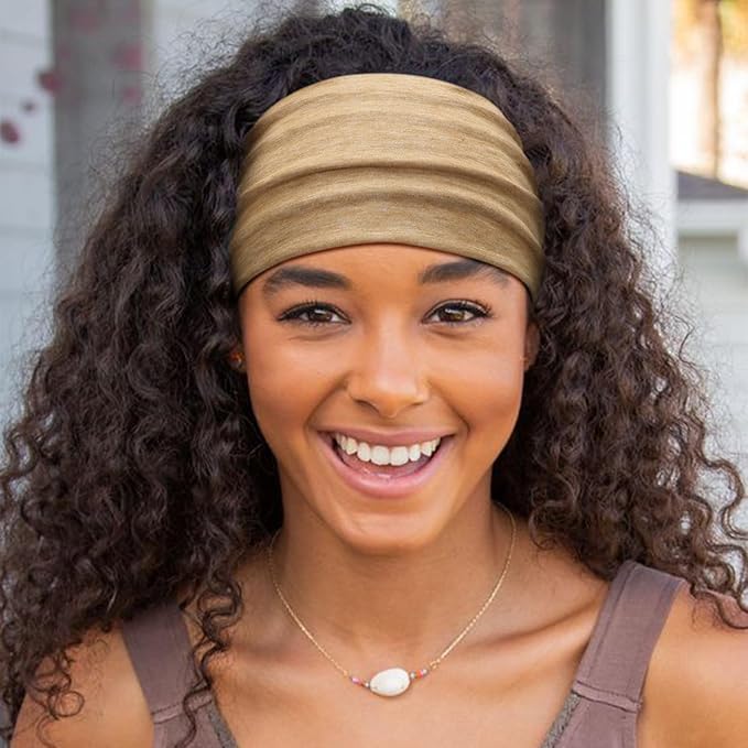 DRESHOW Extra Wide Headbands for Women Cotton Turban Knotted Bandana Head Bands Non Slip Boho Hair Accessories for Sports & Yoga
