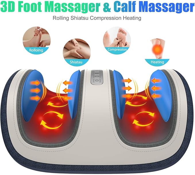SLOTHMORE Shiatsu Foot & Calf Massager with Compression & Heating, Deep Tissue Kneading Improves Circulation, Helps Plantar Fasciitis, for Foot, Calf, Arms, Fit Up to Size 14