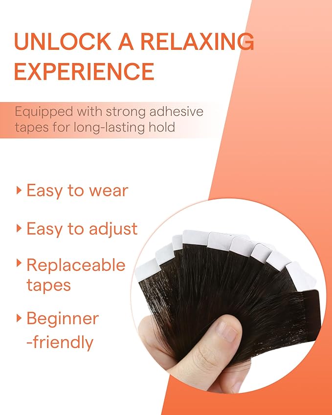 Sunny Hair Tape in Hair Extensions Real Human Hair Invisible Remy Hair Extensions Tape ins for Women Natural Black Ombre Dark Brown Balayage Ash Blonde 22 inch 25G