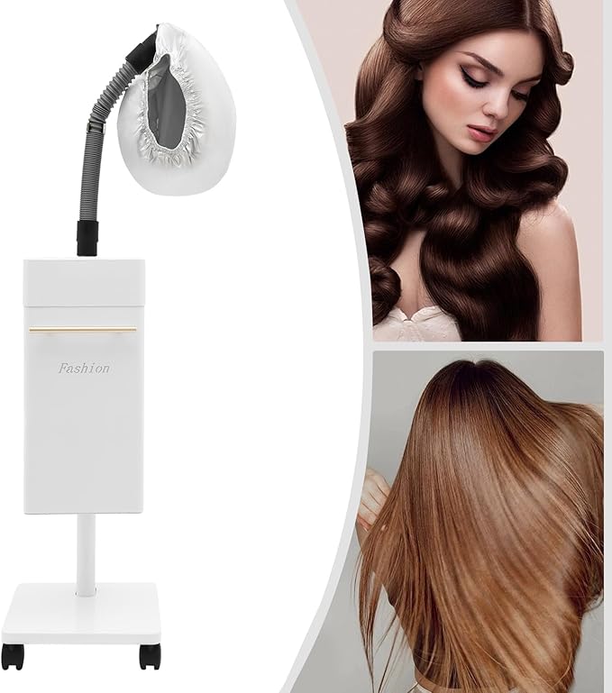 Professional Nano Hair Steamer Machine, Multi-Function Hair Care Equipment with Steam Cap & Wheels, Freestanding Rolling Hair Color Processor for Salon Spa Home