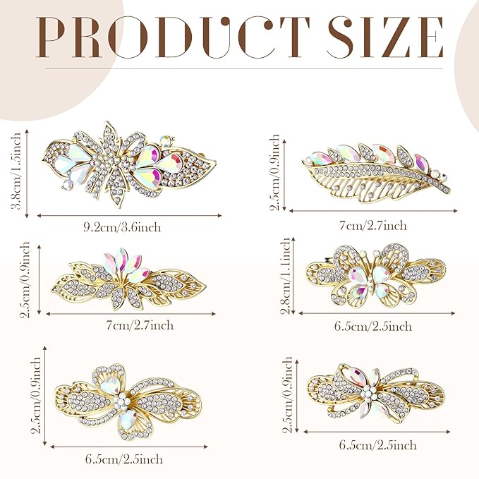 Geyoga 6 Pieces Vintage Hair Barrettes for Women Retro Flower French Pearl Crystal Rhinestones Clips Hair Pins for Women Styling Accessories(Novelty Style)