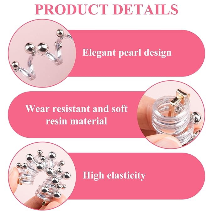 4PCS Bead Spiral Hair Ties, Artificial Pearl Bead Phone Cord Ponytail Holders for Women, Elegant Rubber Hair Coils, Stylish Hair Accessories for Party, Daily Use - White, Silver Bead