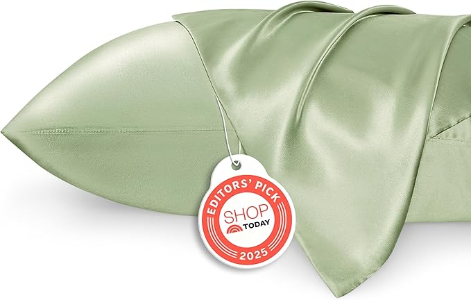 Bedsure King Size Satin Pillowcase Set of 2 - Laurel Green Silky Pillow Cases for Hair and Skin with Envelope Closure, Similar to Silk Pillow Cases, Gifts for Women Men, 20x36 Inches, 2pcs