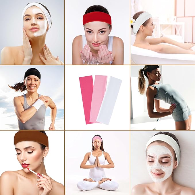 3PCS Headbands for Women Non Slip Elastic Sweat Hairbands Fashion Sports Hair Bands Soft Cloth Fabric Stretchy Headband for Workout Yoga Running
