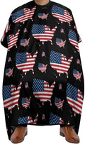 Extra Long Hair Cutting Salon Cape, Haircut Apron USA Map Patriotic Black American Flag Hair Cutting Cloak for Hair Dye