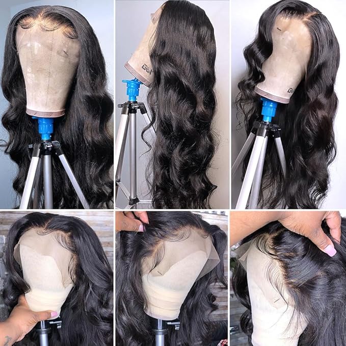 13x6 Body Wave Lace Front Wigs Pre-Plucked Glueless Wigs with 180% Density HD Transparent Lace Frontal Human Hair Wig for Black Women - 16 Inch