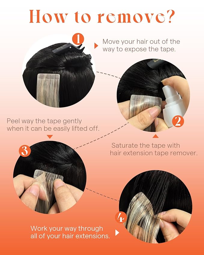 Sunny Hair Tape in Hair Extensions Real Human Hair Invisible Remy Hair Extensions Tape ins for Women Ombre Natural Black Root to Sliver Grey 14 inch 25G