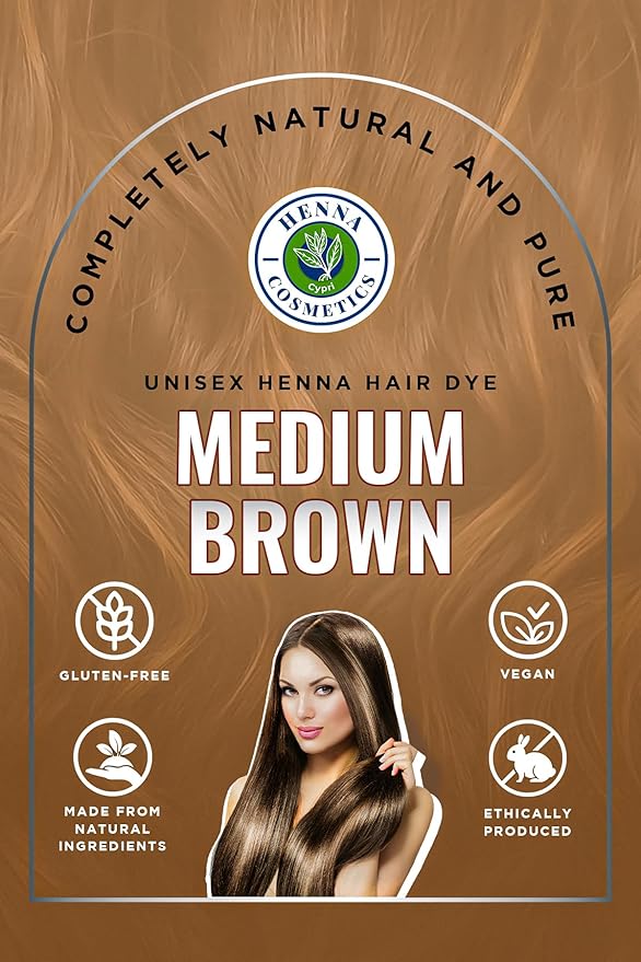 Natural Henna Hair Color Dye, 100% Pure Henna Powder for Hair Growth Organic (Medium Brown, 100 Gr + Free 50 Gr.)
