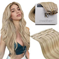 RUNATURE Clip in Hair Extensions Real Human Hair, Short Hair Extensions Clip Ins, Remy Human Hair for Women Double Weft 10 Inch 50g 3pcs #16P22 Dark Ash Blonde Highlight Light Blonde