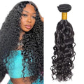Bundles Human Hair Natural Black Water Wave Bundles 24 Inch Niegmeag Brazilian Virgin Remy Hair Extensions Double Weft Color 1B Wet and Wavy Bundle Hair Weave
