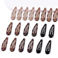 20 PCS Metal Snap Hair Clips Water Drop No Slip Barrettes for Women Bright Small Hair Clips For Thick And Thin Fine Hair,Black Tortoiseshell,1.97 x 0.5 In.