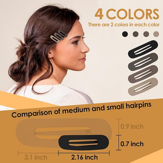 Small Flat Hair Clips for Women Lay Down Clips for Thin Hair Accessories 2.16 Inch 8pack