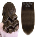 XDhair Clip in Hair Extensions Human Hair,100g 16 Inch Medium Brown Clip in Hair Extensions Real Human Hair for Women Silky Straight Real Hair 6pcs #4 16 Inch