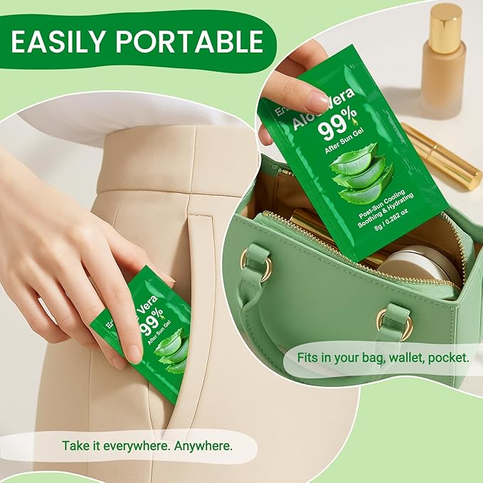 Erinde 120 Pack Aloe Vera Gel for Face, Hair & Body, 99% Pure Aloe Vera Gel for Sunburn Relief, After Sun Skin Care Relief, Skin Care Bulk Soothing Hydrating Aloe Gel for All Skin Types
