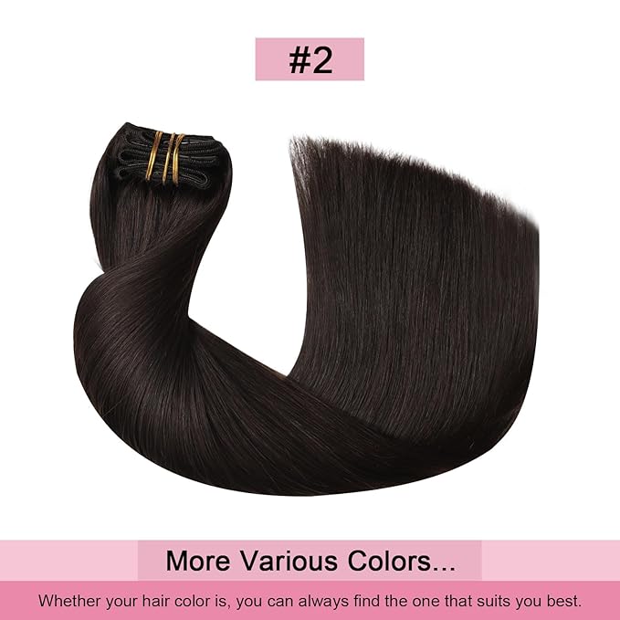 Pro2.0 Clip in Hair Extensions Real Human Hair 20inch 7pcs Color #2 Dark Brown Remy Real Human Hair Extensions Clip ins 120g Thick Seamless Double Weft for Women（#2-20inch）