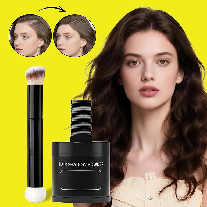 Gowwim Root Touch up Powder, Instantly Gray Hair Cover up Hairline Powder for Women & Men Waterproof and Sweatproof Root Cover Up Long-Lasting for Thinning & Loss Hair (Dark Brown2, 10G+1)