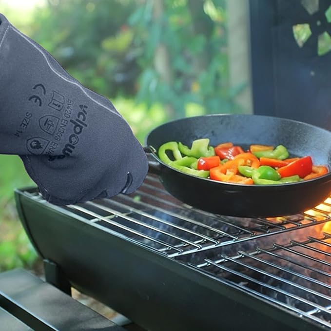 Welding Gloves Fire Heat Resistant Fireproof Leather for Welding Fire Pit Wood Stove Campfire Furnace BBQ Baking,Grill Oven Stick Mig Tig Gear Gift for Man L