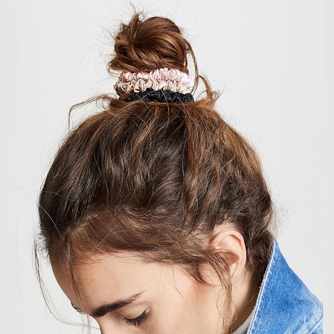 LILYSILK Pure Silk Scrunchies for Women Colorful Hair Bow Ties- Girls- Unique Bobble Elastics Hair Scrunchy- Soft Cute (10pc-Mini)